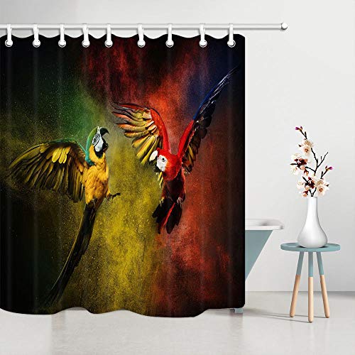 Lumengqi Guacamayo Rojo y amarilloCortina de Ducha Impermeable Decorativa con impresión HD, Adecuada para baño, 12 Ganchos Gratis, 180X180cm