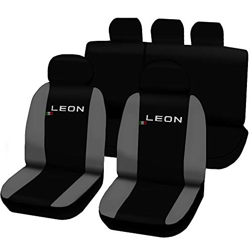 Lupex Shop Fundas para Asientos de Seat Leon 3 A Serie Bicolor Negro-Gris Claro