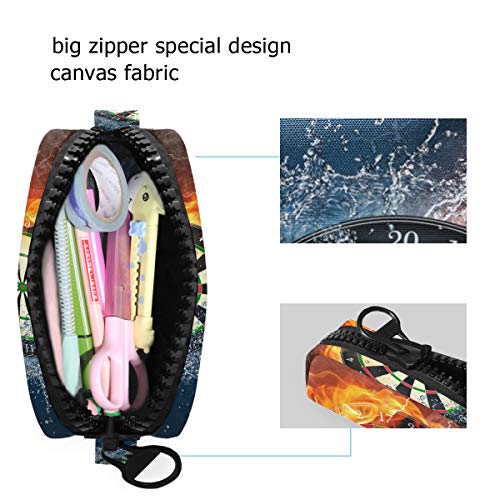 LUPINZ Cool Darts On Fire Water Estuche para lápices con cremallera grande de plástico