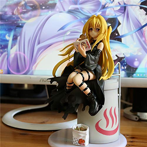 Lupovin 21cm Animado Figura de acción de To Love RU Oscuridad Eva Yami Comer Ver besugo Quemado Negro Vestido de la muñeca de colección Modelo