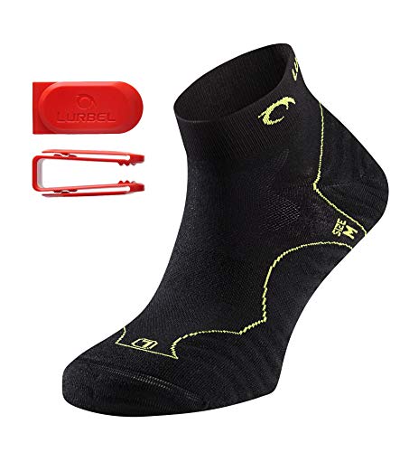 Lurbel "Tiwar - Calcetines Cortos prémium para Correr, con Canales para la circulación del Aire, Ligeramente Acolchados, para Hombre y Mujer, Color Schwarz-Pistazie, tamaño 35-38
