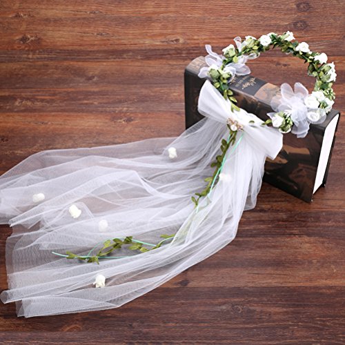 Lurrose Un velo,un velo,una corona,un velo de novia,anillos de flores.