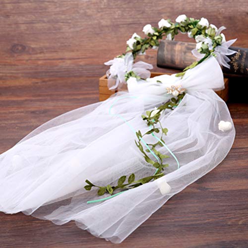 Lurrose Un velo,un velo,una corona,un velo de novia,anillos de flores.