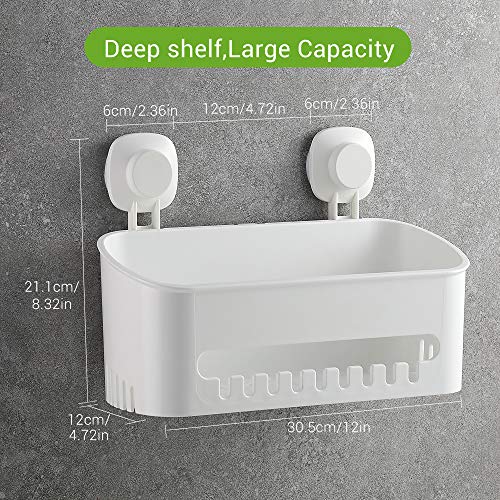 Luxear Cesta de Ducha Ventosa Carrito de baño montado en la Pared Estante de Ducha Estante de baño Organizador de Estante de baño Organizador de plástico extraíble