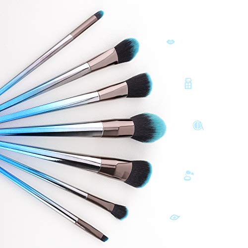Luxspire 7PCS Professional Makeup Brush, Make up Brushes Set Powder Brush Eyelash Brush Eye Brow Brush Cosmetic Brush Set Makeup Tool with Rhombus Brush Handle