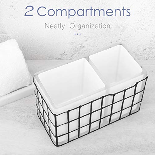 Luxspire Portacepillos de Dientes de Resina de Rejilla de Hierro de Imitación con Orificios de Drenajes Inferior, Soporte de Cepillo de Dientes Eléctrico, Pasta de Dientes, Brochas de Maquillajes