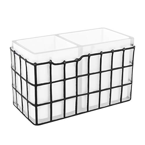 Luxspire Portacepillos de Dientes de Resina de Rejilla de Hierro de Imitación con Orificios de Drenajes Inferior, Soporte de Cepillo de Dientes Eléctrico, Pasta de Dientes, Brochas de Maquillajes