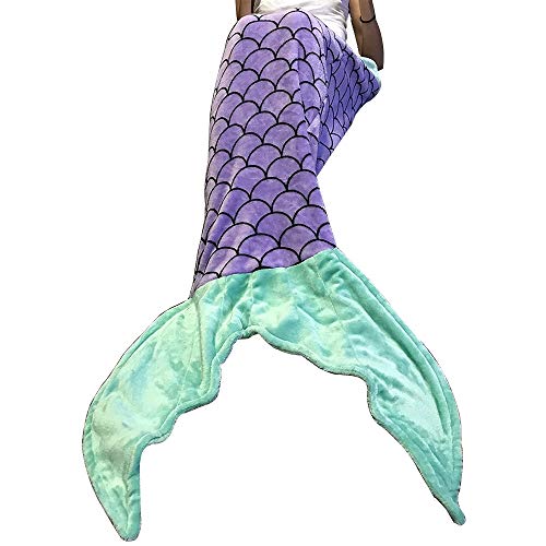 Lx-Top Sirena Cola Manta súper Suave y cálido Franela Edredón Ultra Cómodo para niños Bolsa de Dormir para Todas Las Temporadas Leyendo Acecho Cámping Coche Sofá Cama