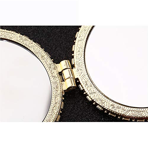 LXCDCH Espejo de Viaje Plegable con Base,Espejo de Bolsillo Redondo Espejo de Doble Cara impresión Retro Espejo de Maquillaje Plegable Espejo de Belleza Espejo Hecho a Mano diseño de patrón 2 Piezas