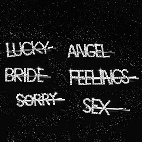 Lyguy - Horquillas para el Pelo con Purpurina Minimalista Alineada para Novia, Boda, Divertidas Letras, pasadores para el Pelo, para Despedida de Soltera, para Fiestas Rosa Angel