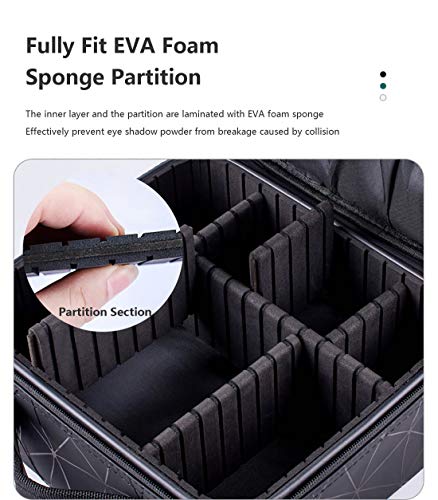 LYN Bolso De Cosméticos Portable Organizador Maletín para Maquillaje Maleta De Makeup Profesional,De Cosméticos Impermeable, De Viaje, con Separadores Ajustables