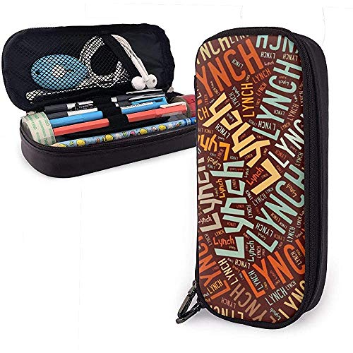 Lynch - Apellido americano Estuche de cuero de gran capacidad Estuche de lápices Estuche de lápices Papelería Organizador de oficina Estuche de maquillaje Bolso de viaje