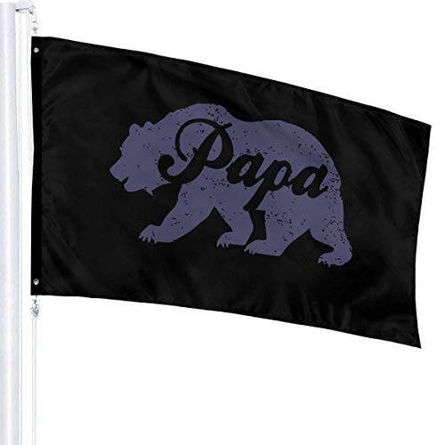 maichengxuan Bandera de Jardín 3 X 5 Ft Vintage Papa Bear Father's Day Home Decoration Durable Polyester for Outdoor/Indoor/Garden