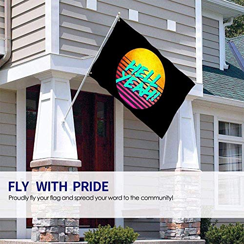 maichengxuan Bandera de Jardín Sign Outdoor Party Indoor Banner 3x5 FT Retro 80 s Hell Yeah Bandera