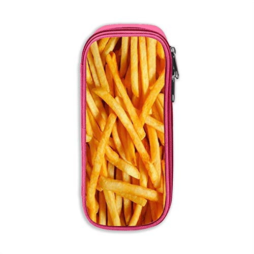 maichengxuan French Fries Simple Convenient 3D Printing Printed Pen Cases Pen Bag with Smooth Zipper for Kids Adults Pink