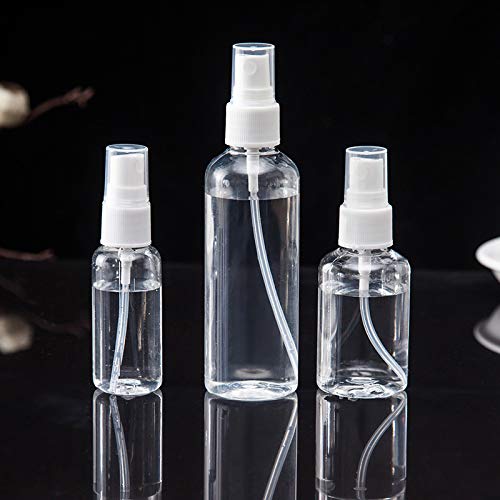 MaJia 3Pcs Botella de Spray Pet Ligero Reutilizable Portátil para Loción Hidratante Rocío Puro Locion Accesorios de Viaje (3A)