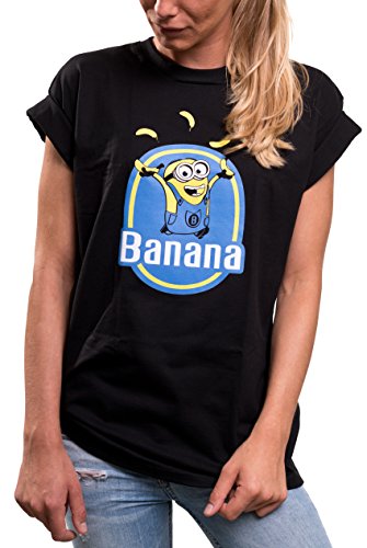 MAKAYA Oversize Top Talla Grande Manga Corta - Banana - Camiseta con Dibujo Minion para Mujer M