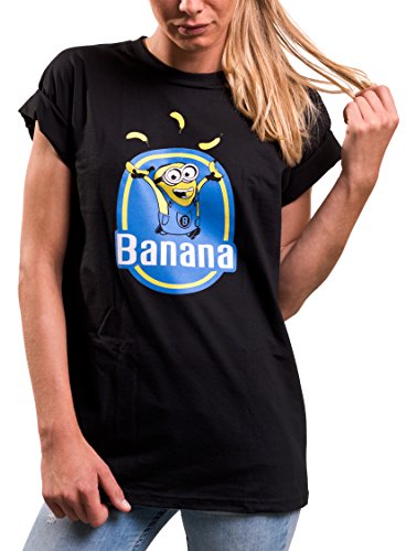 MAKAYA Oversize Top Talla Grande Manga Corta - Banana - Camiseta con Dibujo Minion para Mujer M