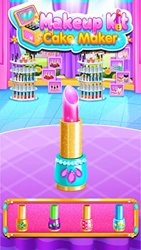 Makeup Kit Cake Maker - Girls Rainbow Glitter Makeup Baking Salon Games