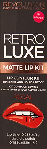 Makeup Revolution Retro Luxe Matte Lip Kit Lip Pencil & Liquid Lipstick Regal Zestaw do makijażu ust