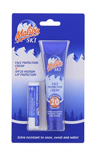 Malibu Ski – Crema de protección Solar, 40 ml, Incluye bálsamo Labial Nueva Carded
