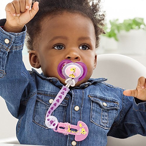 MAM Clip it ! Girl Fashion & Cover - Juego de 2 cintas para chupete (longitud ajustable, lavables)