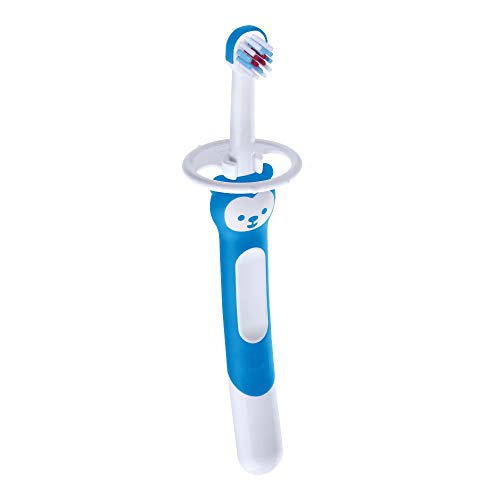MAM Training Brush - Cepillo de dientes para niños con mango largo, 5 meses, color azul