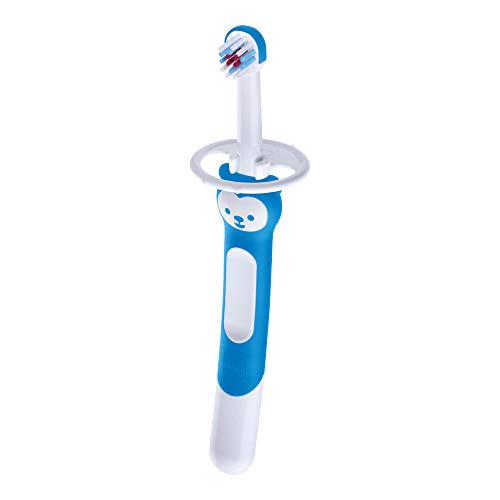MAM Training Brush - Cepillo de dientes para niños con mango largo, 5 meses, color azul