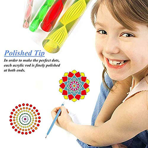 Mandala Rock Dotting Tools Juego de herramientas de pintura artística, plantillas de mandala, bandeja de pintura, 8 varillas de acrílico, 5 lápices de doble cara para pintar uñas, dibujar, B