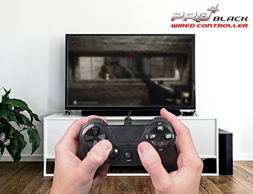 Mando con cable Pro4 black wireds controller - Accessorio para consola PS4 / Slim / Pro / PC / PS3 - Negro