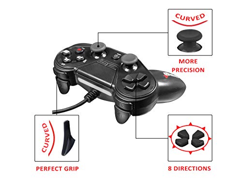 Mando con cable Pro4 black wireds controller - Accessorio para consola PS4 / Slim / Pro / PC / PS3 - Negro
