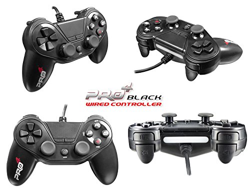 Mando con cable Pro4 black wireds controller - Accessorio para consola PS4 / Slim / Pro / PC / PS3 - Negro