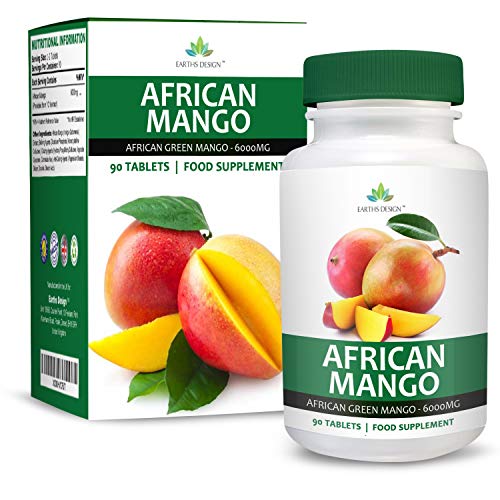 Mango Africano - 6000mg - Suplemento de Máxima Concentración de Mango Verde - African Mango - Para Hombres y Mujeres - Apto Para Vegetarianos - 90 Pastillas (Suministro Para 3 Meses) de Earths Design