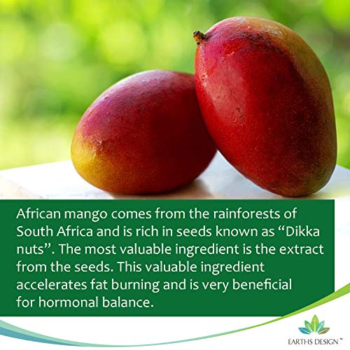 Mango Africano - 6000mg - Suplemento de Máxima Concentración de Mango Verde - African Mango - Para Hombres y Mujeres - Apto Para Vegetarianos - 90 Pastillas (Suministro Para 3 Meses) de Earths Design