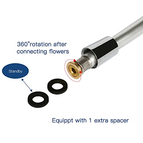 Manguera de ducha 1,80 m Flexible Manguera Universal G 1/2 Para Todas Las Flexo con Protección Contra Dobladuras y Apariencia Metálica Diámetro 35 mm Con Conector de Latón Macizo