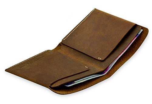 MANNA Tarjetero de cuero Cartera de piel Tarjetero de piel hombre mujer | Cartera de cuero gran calidad Tarjetero Metro Madrid Tarjeta visita DNI Carnet de conducir Tarjetero de bolsillo Billetera de cuero | Compartimento interior para billetes | 100% Pie