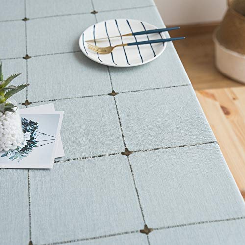Mantel Bordado a Cuadros Cuadrados Color sólido Tejido de algodón Franja Mesa de Centro Rectangular Estera de Mesa Color café Claro 90 * 140 cm (Mesa de Centro pequeña)