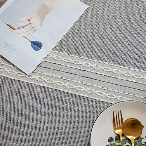Mantel de Tela de algodón y Lino, Borla, Tela de Rayas, Mantel, Borla de Doble Raya - Gris 140 * 220 cm