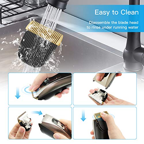 Máquina de Cortar Pelo profesional, Baozun Cortapelos Hombre Motor Silencioso Cuchilla Cerámica, Recargable Máquina Cortar Pelo Inalámbrico Batería 2000mAh 4 Peines Guía Pelo Recortador Kit Familia
