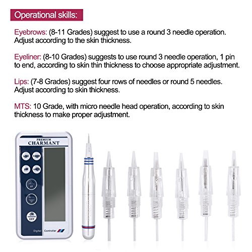 Máquina de Tatuaje de Permanente De Maquillaje De Digitaces Eléctrica con Pluma Del Tatuaje Con Agujas (Máquina con 6 Pcs Agujas)