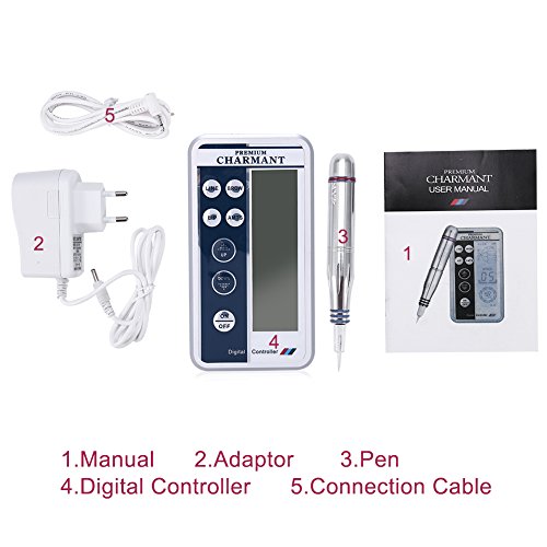 Máquina de Tatuaje de Permanente De Maquillaje De Digitaces Eléctrica con Pluma Del Tatuaje Con Agujas (Máquina con 6 Pcs Agujas)