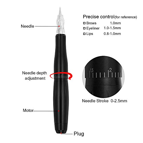 Máquinas de Tatuaje BIOMASER® Incluye una Fuente de Alimentación Digital Inteligente y una Pluma de Tatuaje de Maquillaje Permanente con 10 piezas Agujas Practicar la Pieldel Pedal