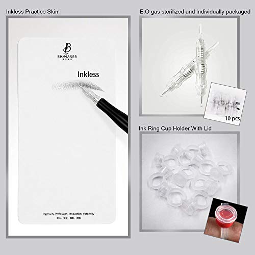 Máquinas de Tatuaje BIOMASER® Incluye una Fuente de Alimentación Digital Inteligente y una Pluma de Tatuaje de Maquillaje Permanente con 10 piezas Agujas Practicar la Pieldel Pedal