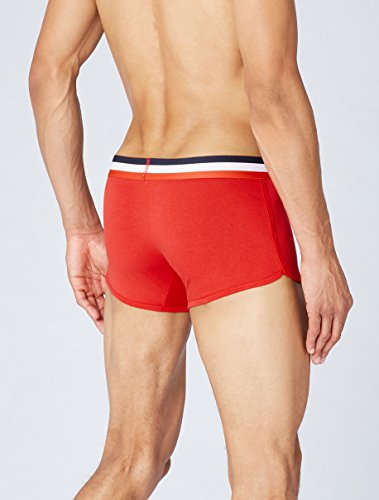 Marca Amazon - find. Calzoncillo Corto Bajo de Algodón Hombre, Pack de 3, Mehrfarbig (Navy Sky/Sport Red/White), M, Label: M