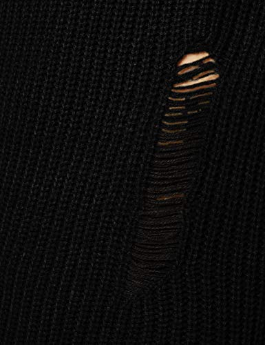 Marca Amazon - find. Jersey de Punto con Detalles Desgastados para Hombre, Negro (Schwarz), S, Label: S