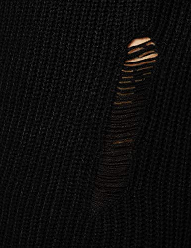 Marca Amazon - find. Jersey de Punto con Detalles Desgastados para Hombre, Negro (Schwarz), S, Label: S