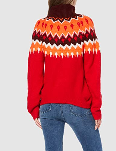 Marca Amazon - find. Statement Fairisle Jumper Suéter Mujer, Rojo (RED), 38, Label: S