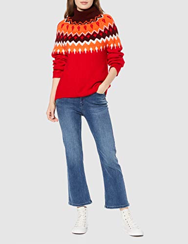 Marca Amazon - find. Statement Fairisle Jumper Suéter Mujer, Rojo (RED), 38, Label: S