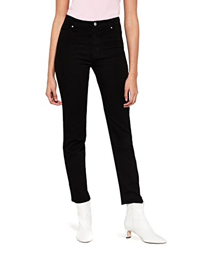 Marca Amazon - find.. Vaqueros Rectos de Tiro Medio Mujer, Negro (Clean Black), 27W / 32L, Label: 27W / 32L