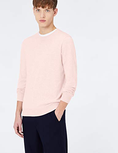 Marca Amazon - MERAKI Jersey de Algodón Hombre Cuello Redondo, Rosa (Pale Pink), 3XL, Label: 3XL